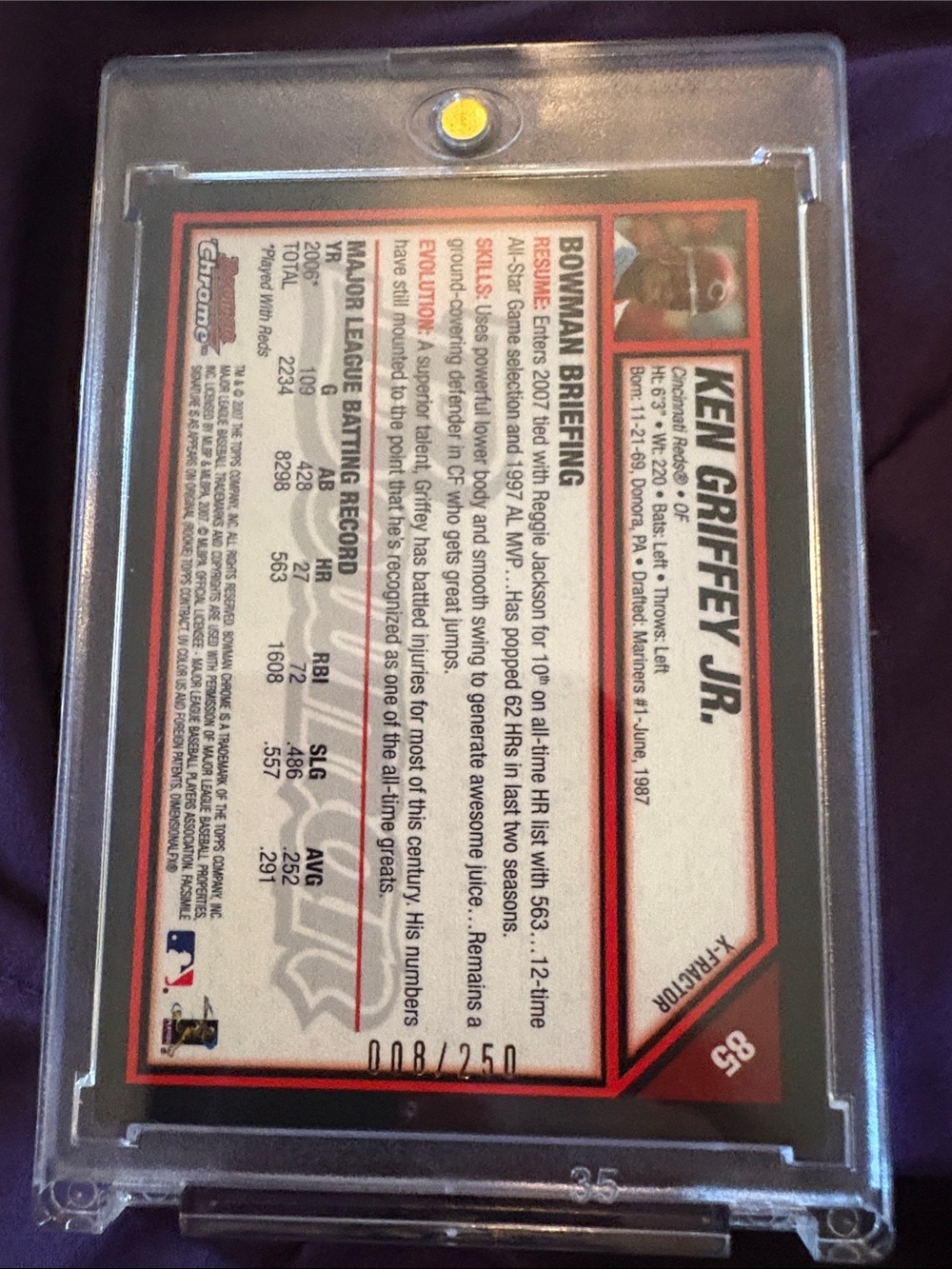 Ken Griffey  jr. bowman chrome x-tractor - Picture 3 of 6